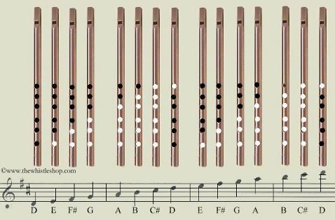 D Tin Whistle Finger Chart